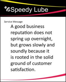 Speedy Lube Service Message